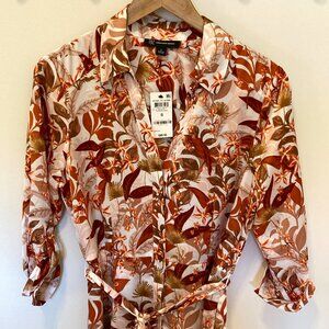 INC International Concepts Autumn Silk Dress, 8, NWT